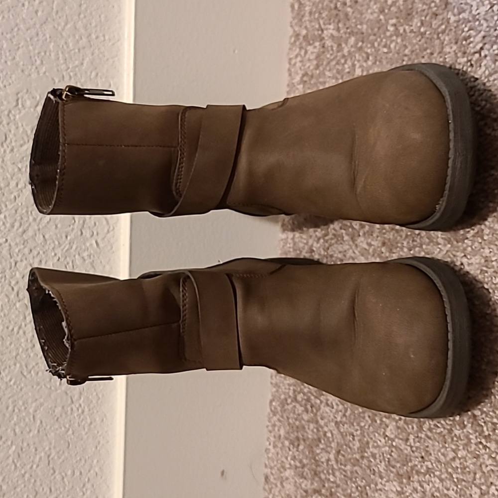 Brash side zip moto boots